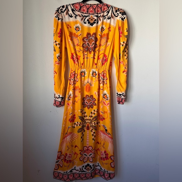 FARM RIO ANTHROPOLOGY Floral Yellow Wrap Maxi Dress - Picture 11 of 16